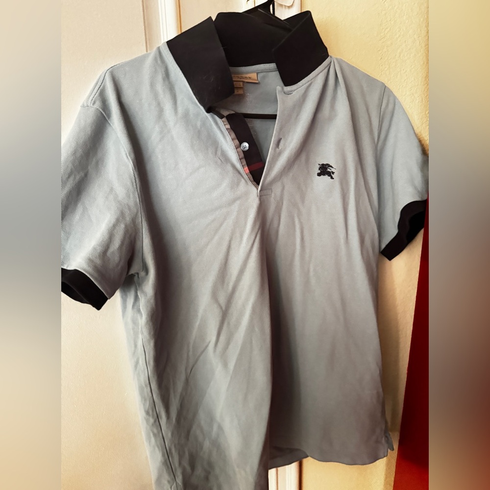 Burberry Light Gray Polo Shirt with Black Accents
